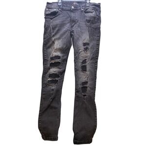 Evolve 5‎ Jeans Mens 32x32 Distressed Slim Fit Black fade Destroyed Punk Y2K